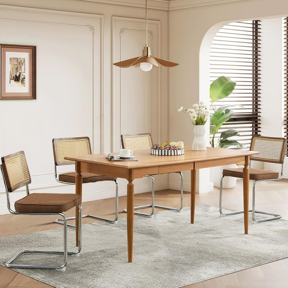 SoarFlash Linen Dining Chair Set of 4 Modern Upholstered Kitchen Chair with W...