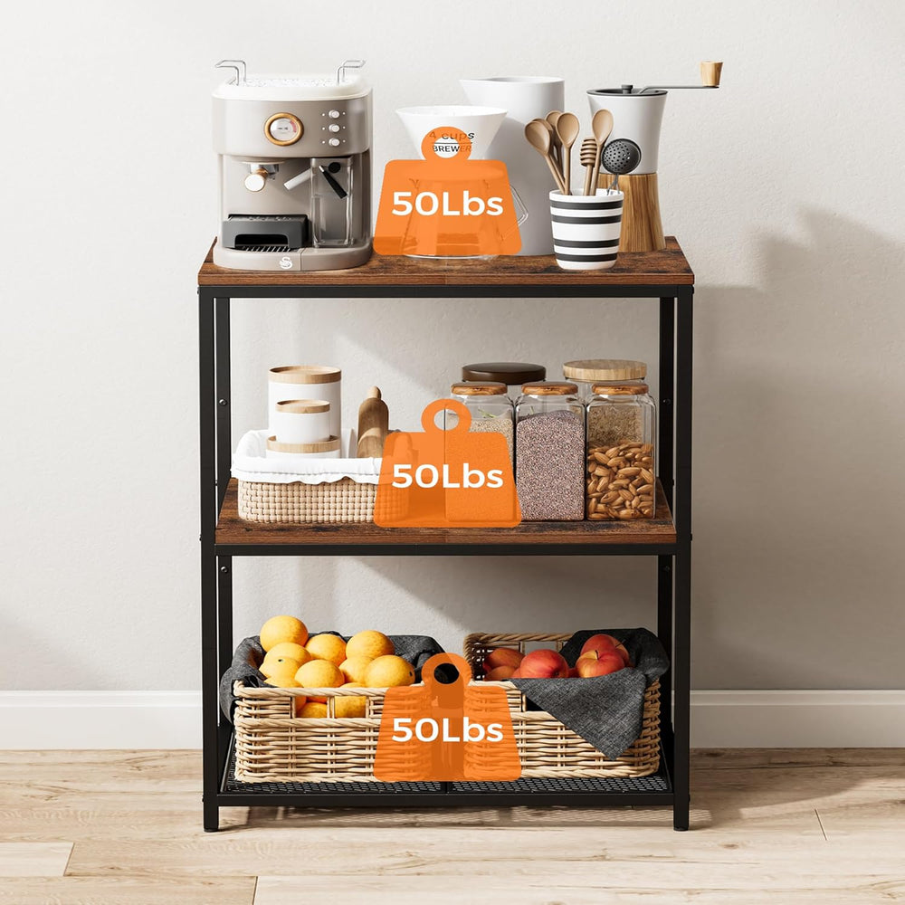 Homleke Kitchen Island with 3 Shelves, Kitchen Shelf with Large Workstation, ...
