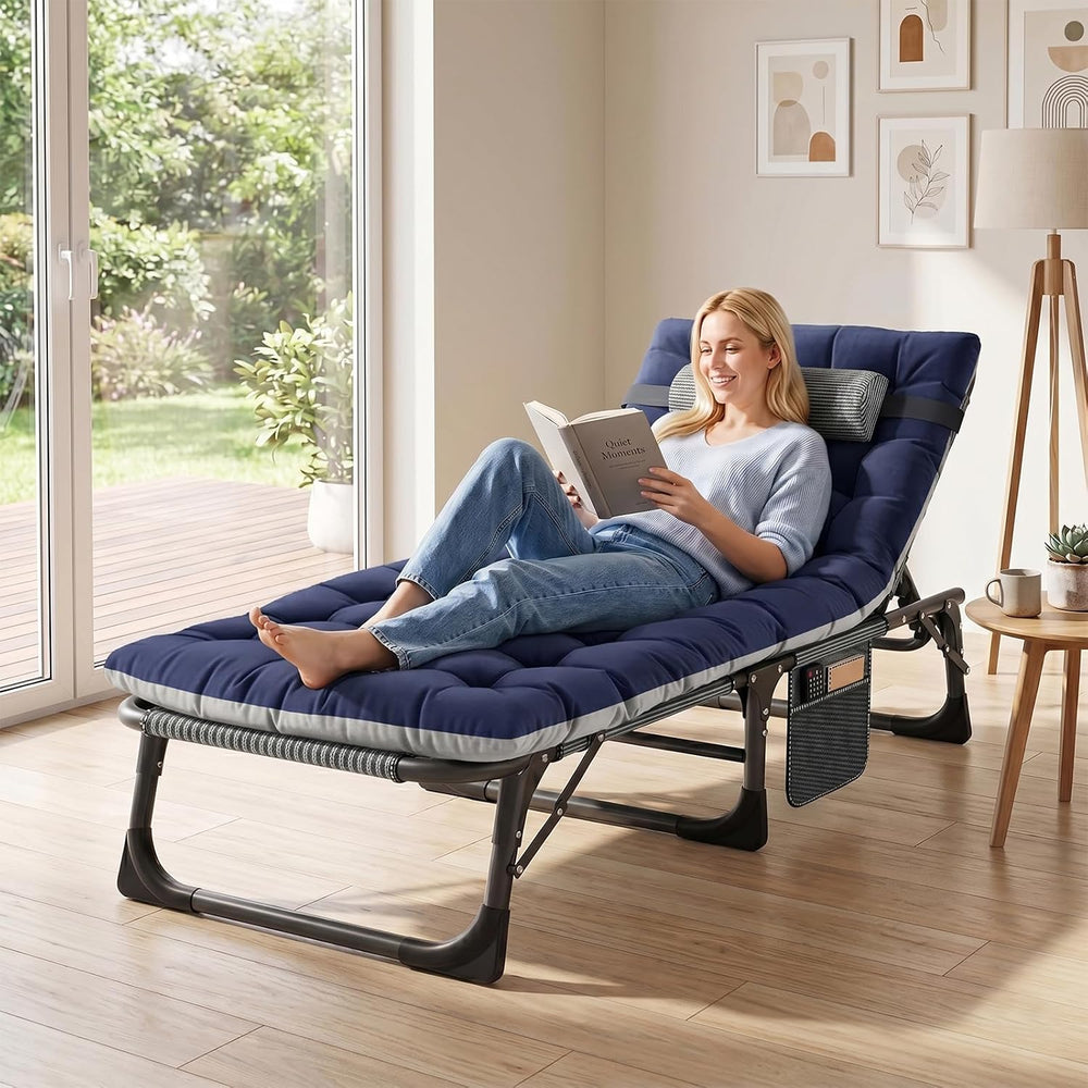 ABORON Patio Lounge Chair, Folding Adjustable Chaise Chair, Max 450LB Load