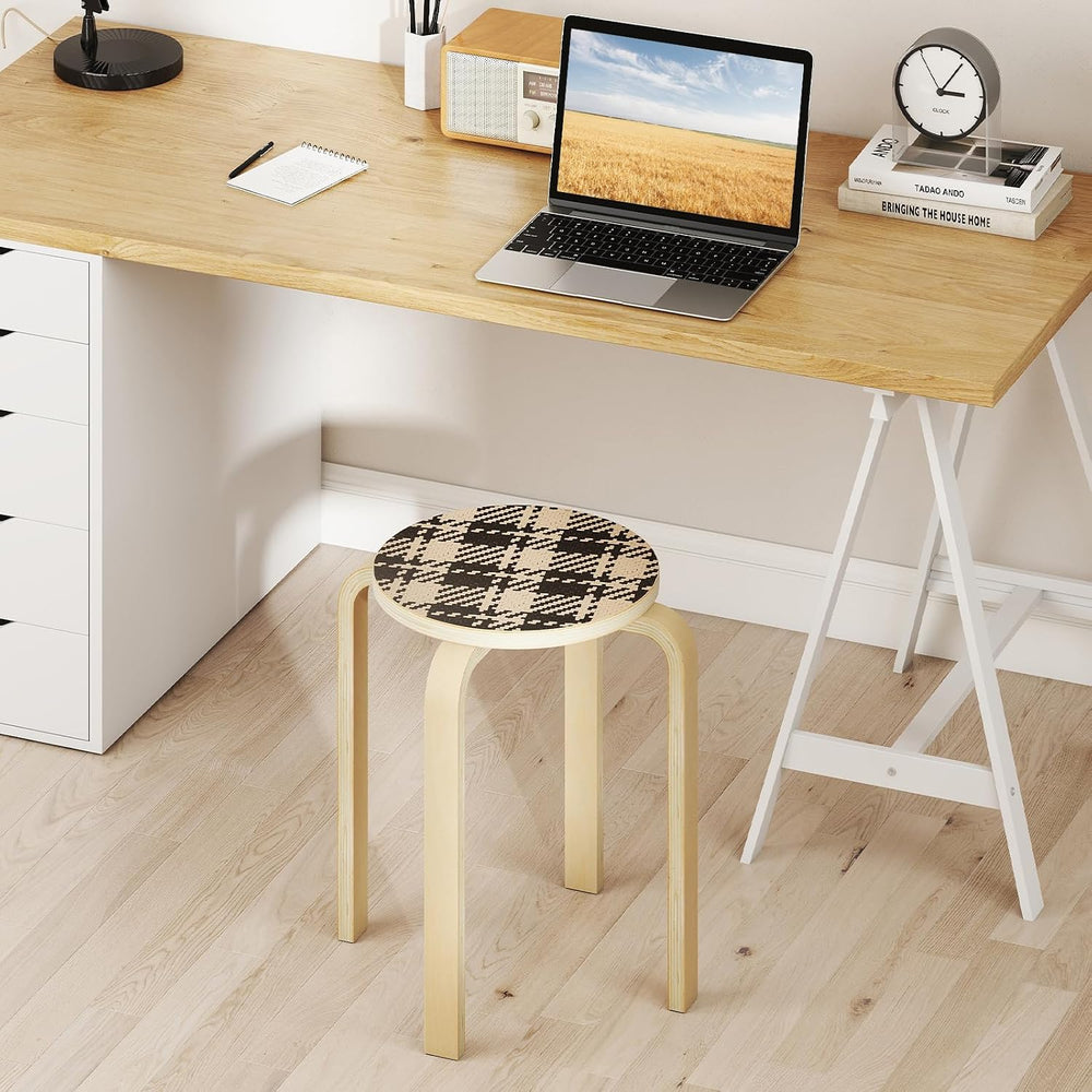 GOFLAME Stackable Wooden Stools Set of 4, 18-Inch Backless Chairs with Round ...