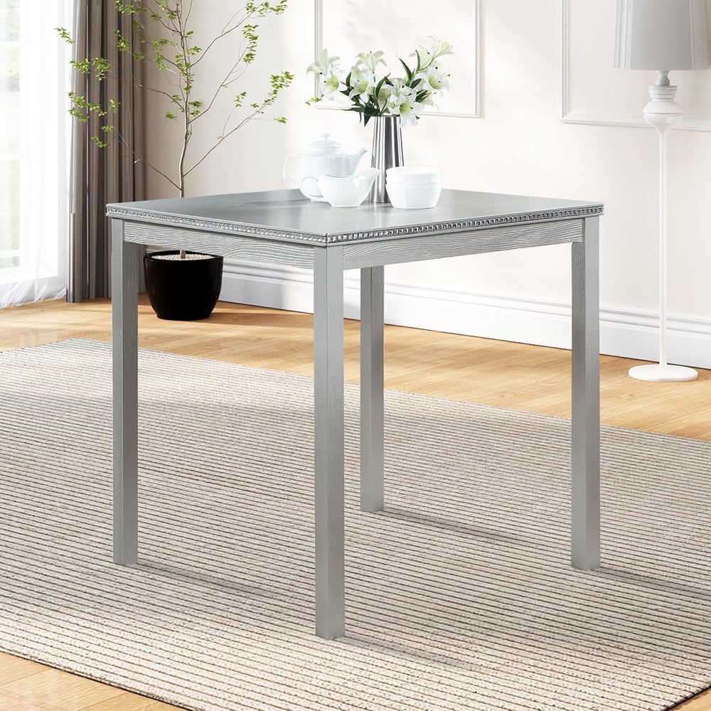SOFTSEA Wooden Dining Table up for 4, Square Kitchen Table with Solid Wood Le...