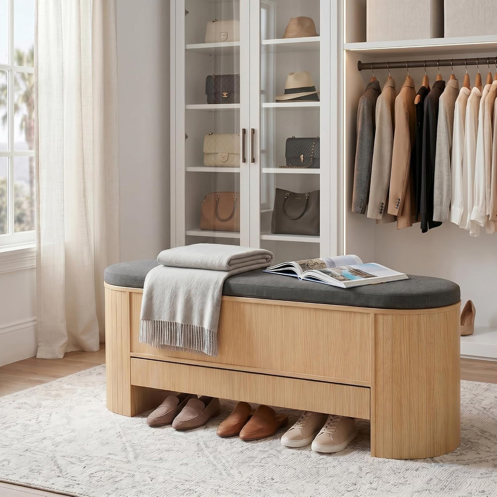 Gyfimoie Shoe Storage Bench with Cushion, Sturdy Entryway Bench Supports 300 ...