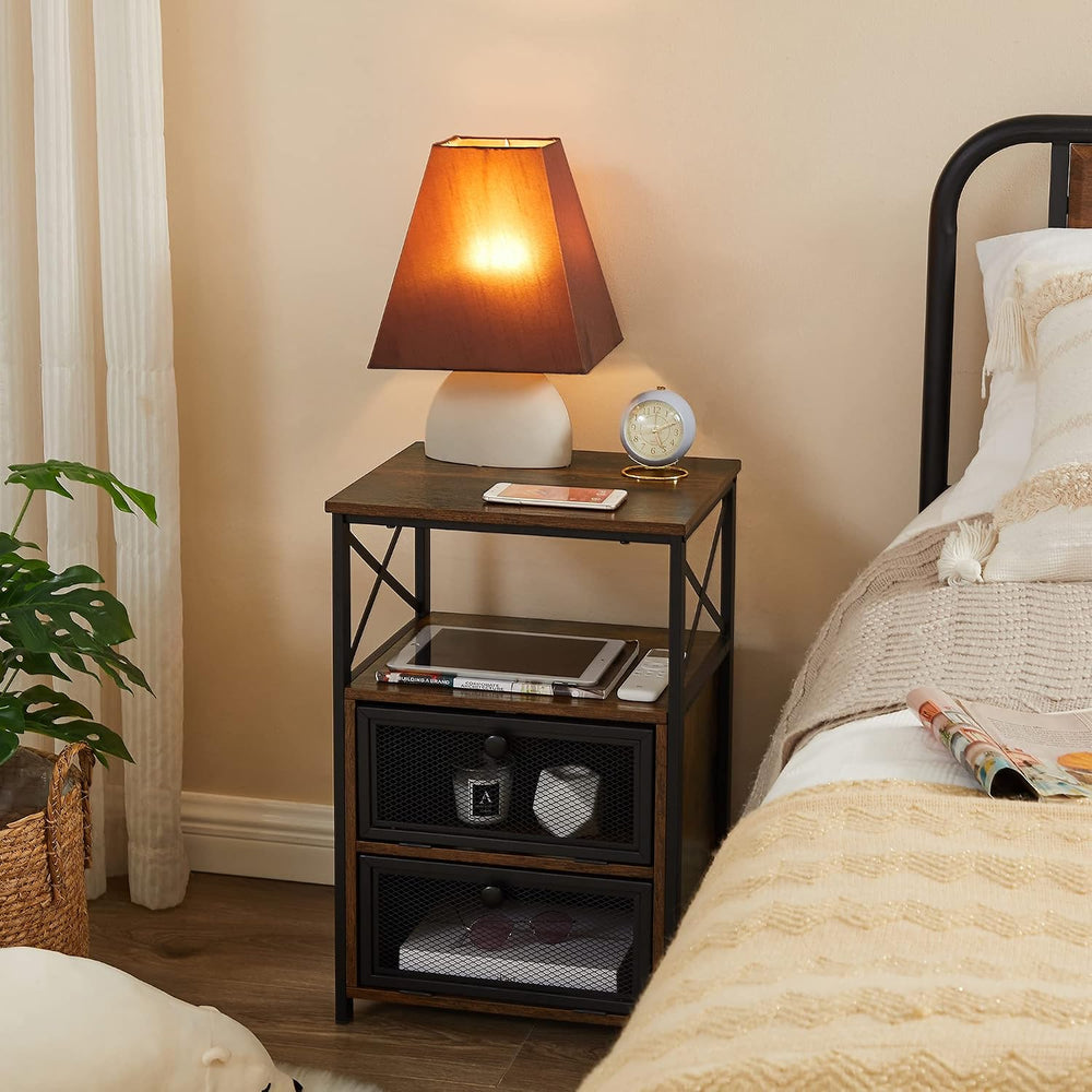 VECELO End Side Table, Modern Night Stand with Storage Space and Door, Set of...