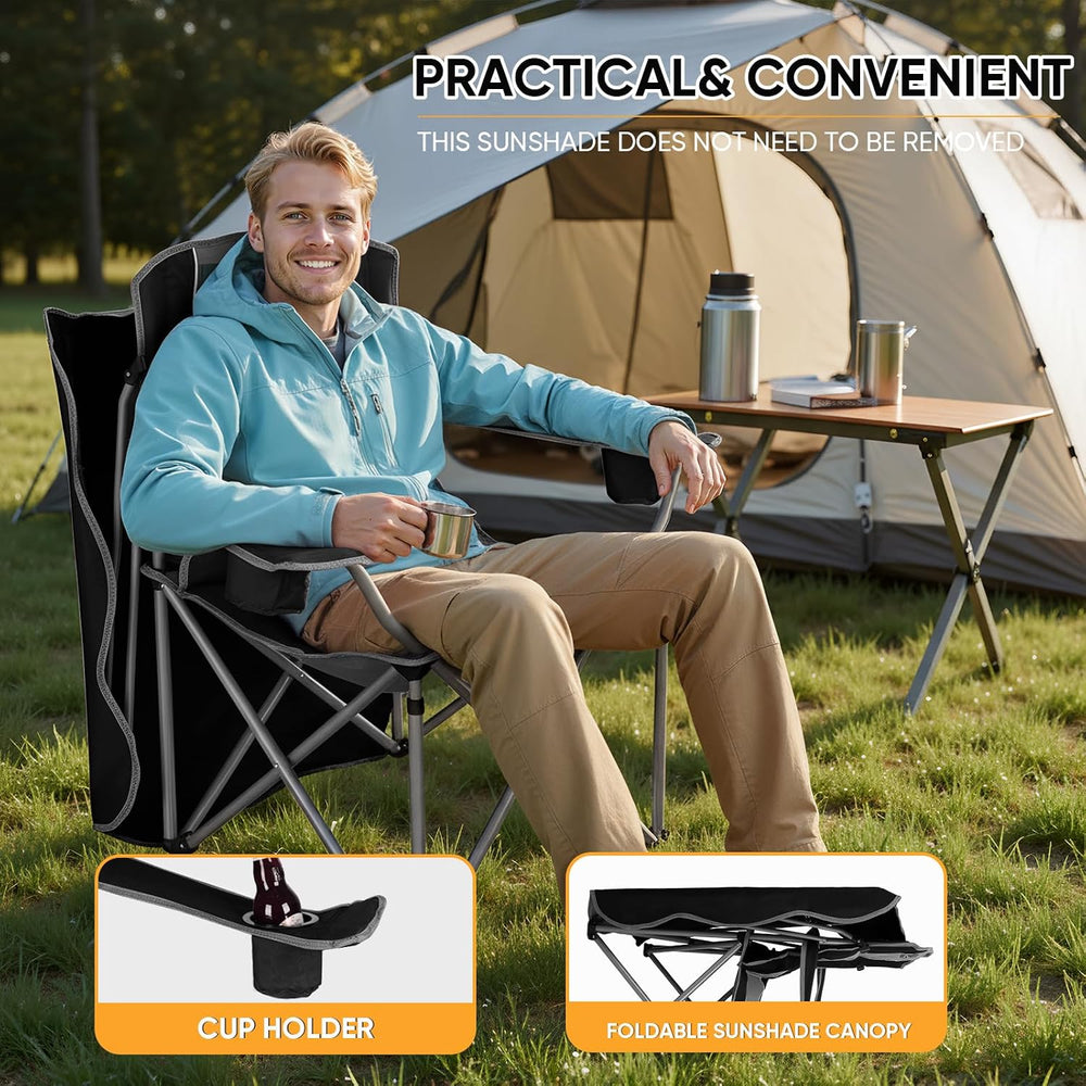 Northroad Folding Camping Chairs with Canopy Shade, Beach Chair w/Cup Holders...