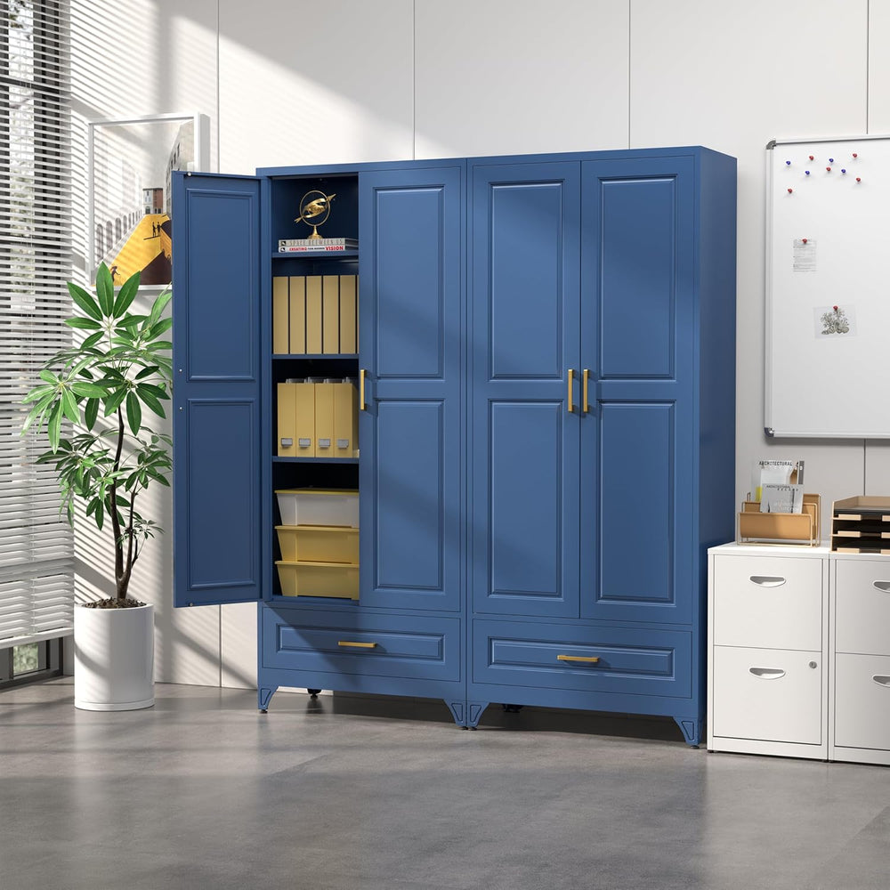 SteeLoong 75" Kitchen Pantry Cabinet with Drawer, Metal Storage Cabinets...