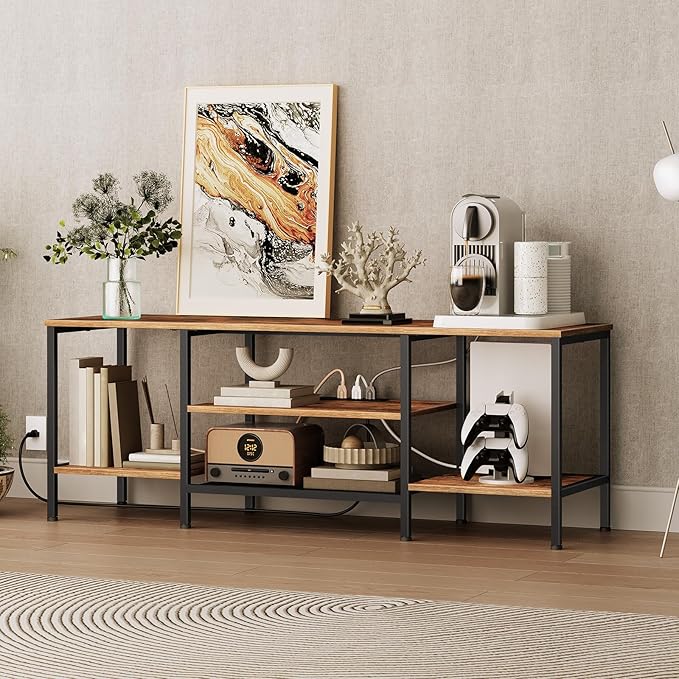 HOOBRO TV Stand with Power Outlets to 65 Inches, TV Console Table with Open S...