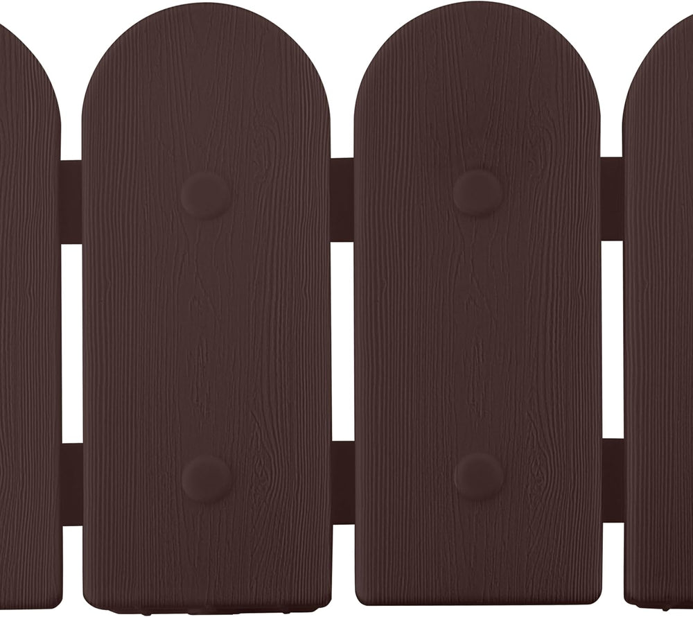 Evelyne Garden Border Plastic Edging: Wooden Fence Design - 16pcs Brown Yard ...