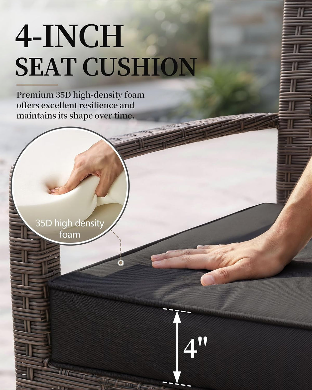 4 Set Outdoor Chair Cushions 22 X 22 X 4 Inches Patio Furniture Cushions Wate...