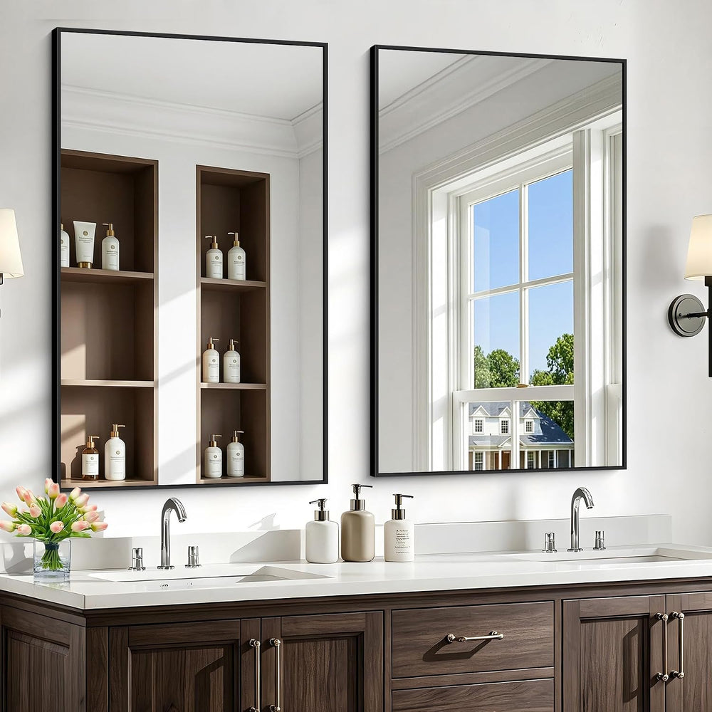 48" x 30" Bathroom Mirror for Wall, Metal Framed Rectangular Vanity...