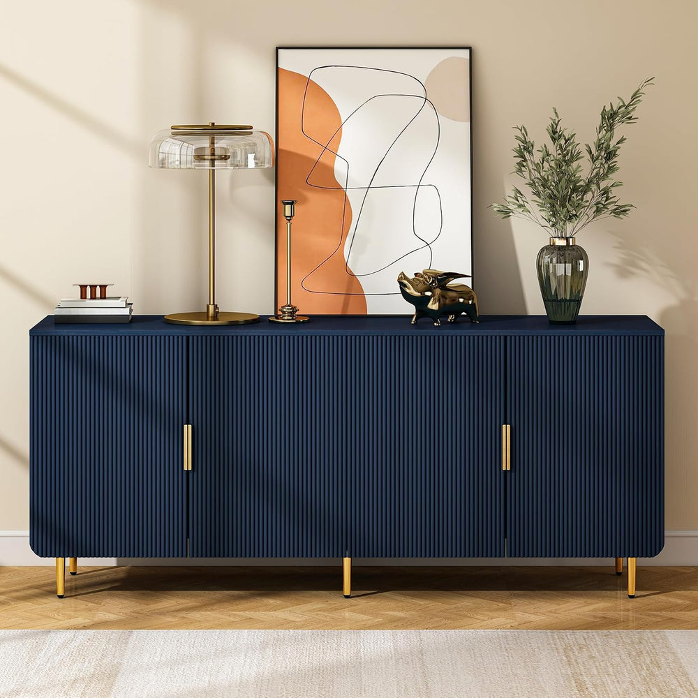 65" Fluted Sideboard Buffet Cabinet with Storage, Blue