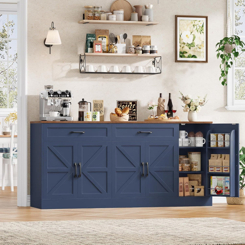BOTLOG 71” Large Sideboard Buffet Cabinet with Storage, Farmhouse Buffet Cabi...