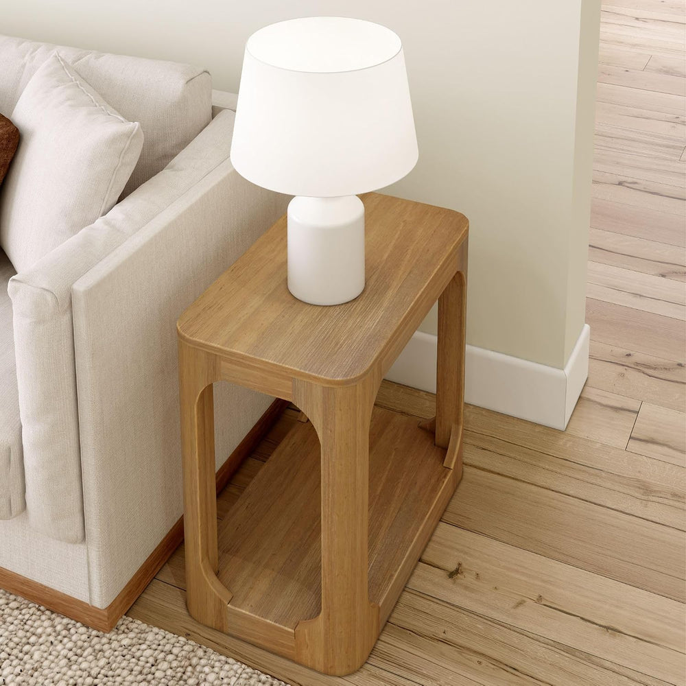 Plank+Beam Forma Rectangular Side Table, with Shelf, Pecan