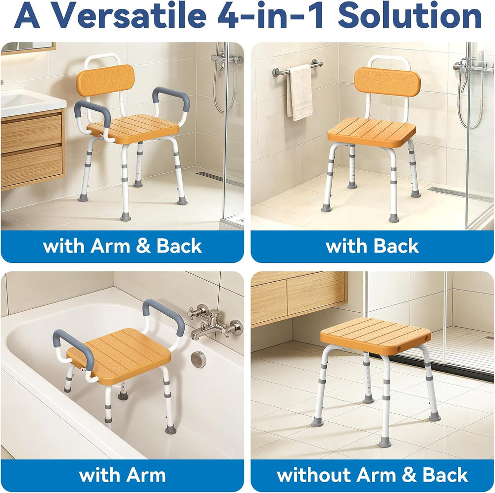 Loyoda Swivel Shower Chair with Removable Arms & Back, Fits Any Bathrooms