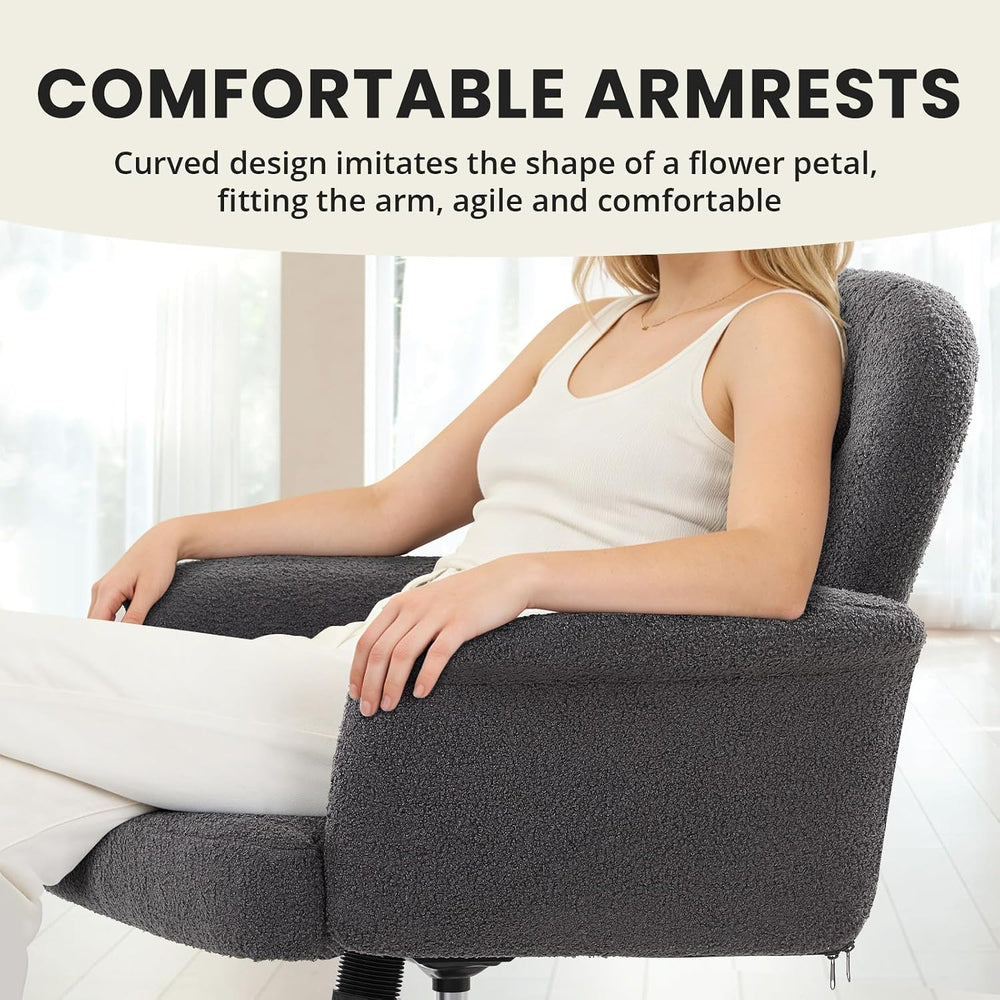 IWMH Comfy Home Office Desk Chair, Upholstered Fabric Cozy Vanity Chair