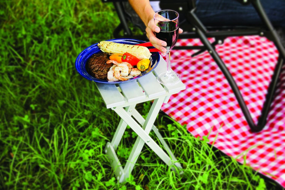 Camco Aluminum Fold-Away Outdoor Side Table for Campsites, Small, 51890