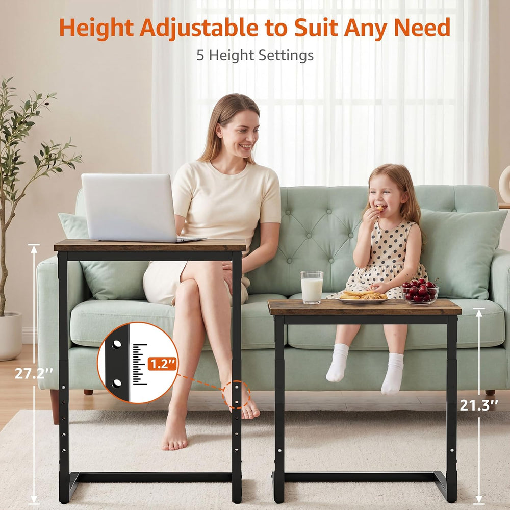 5-Level Adjustable C Side Table - End Table Living Room Bedroom Indoor Small ...
