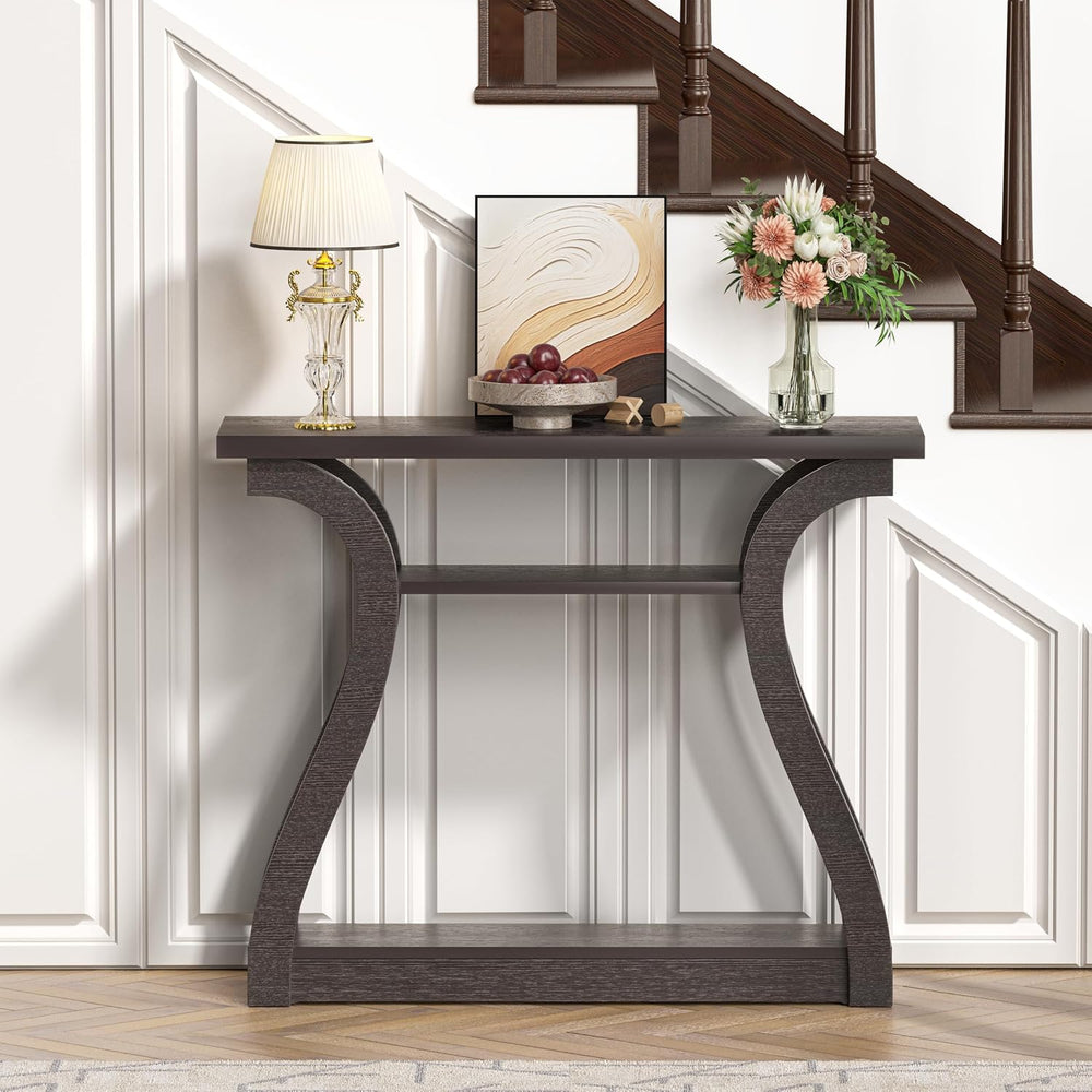 47" Narrow Console Table, Entry Table with Curved Legs, Sofa Table | Woo...