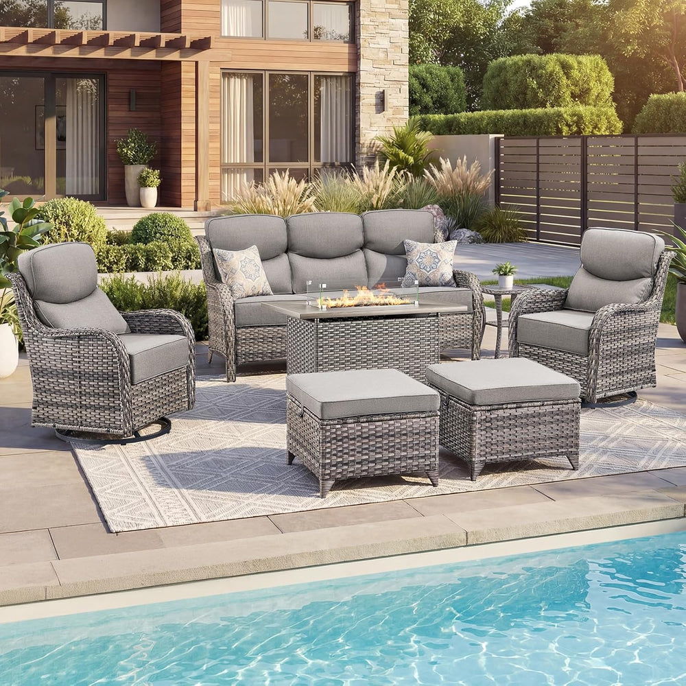 Luxury Patio Furniture Set with 6-inch Thick Cushion, Outdoor Furniture with ...