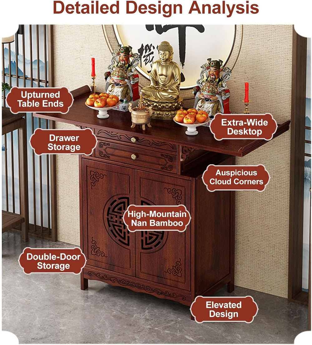 Free Standing Altar Table, Prayer Altar, Chinese Meditation Shrine Table with...