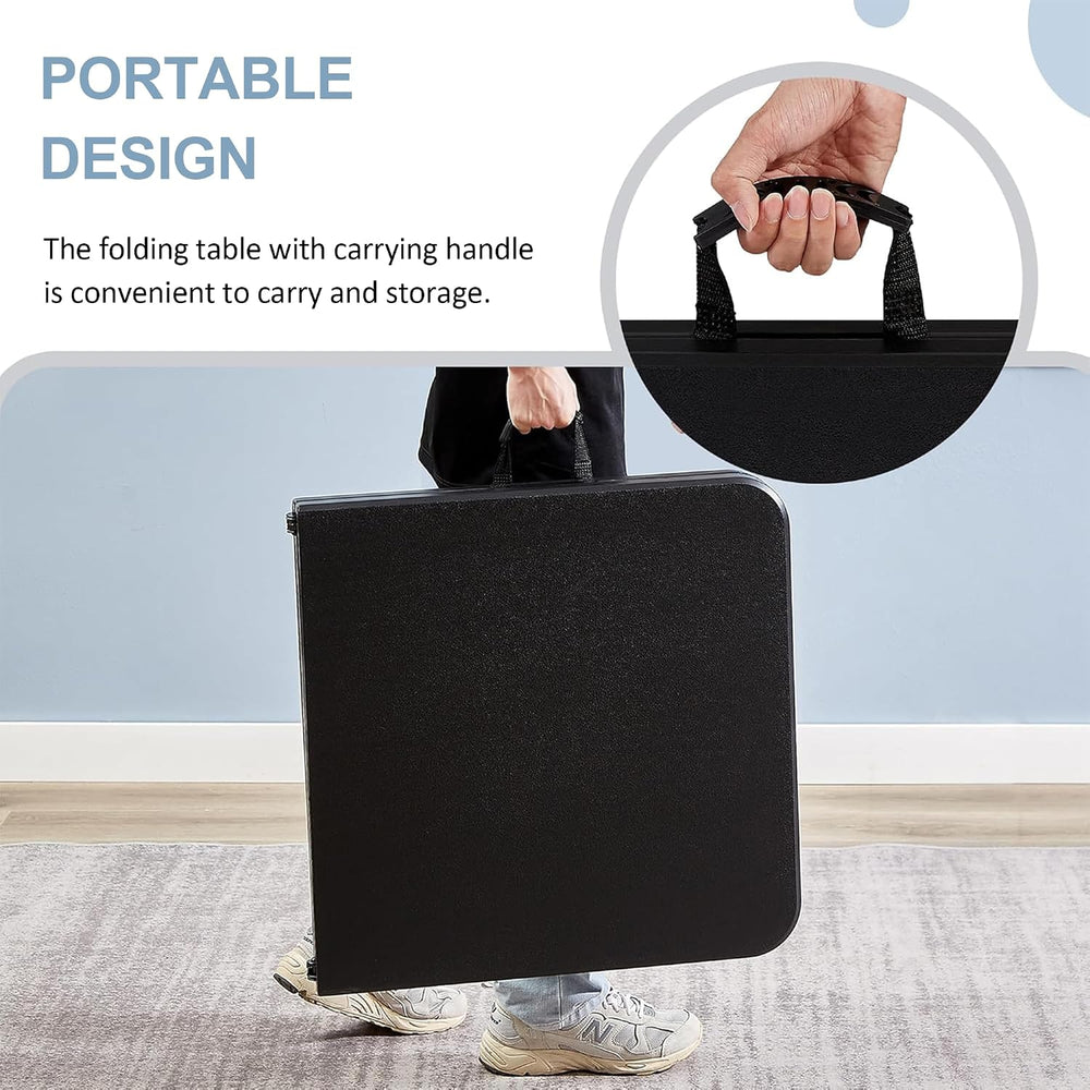 VECELO Folding Table 4 Foot with Mesh Bag, Indoor Outdoor Heavy-Duty Portable...