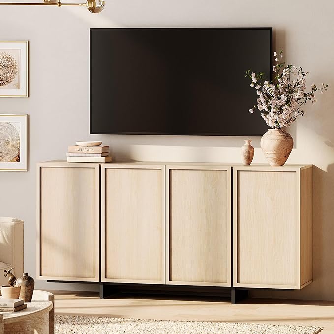 WAMPAT Multifunctional TV Stand for 32-75 Inch TVs, Modern TV Console with La...