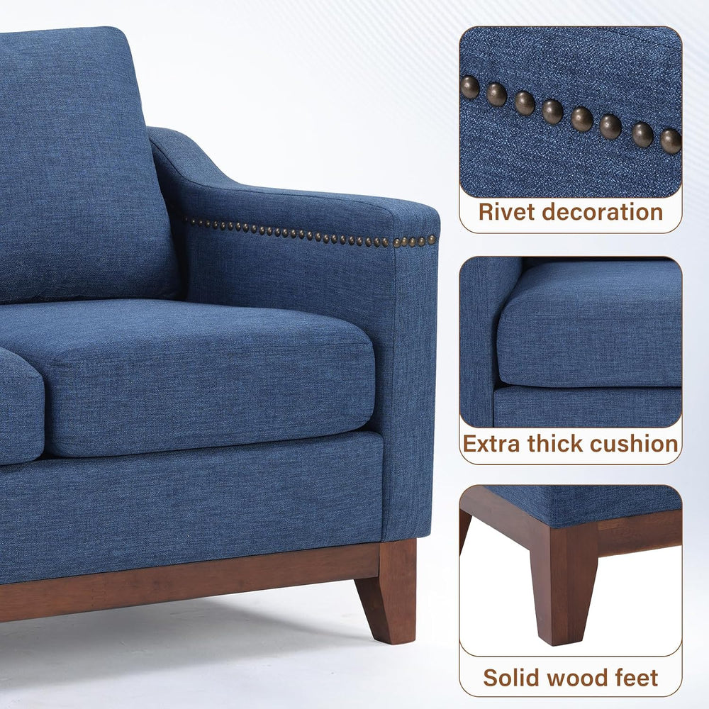 HAOMARKETS Vintage Upholstered Armchair Set of 2 with Nailhead Trim and Solid...