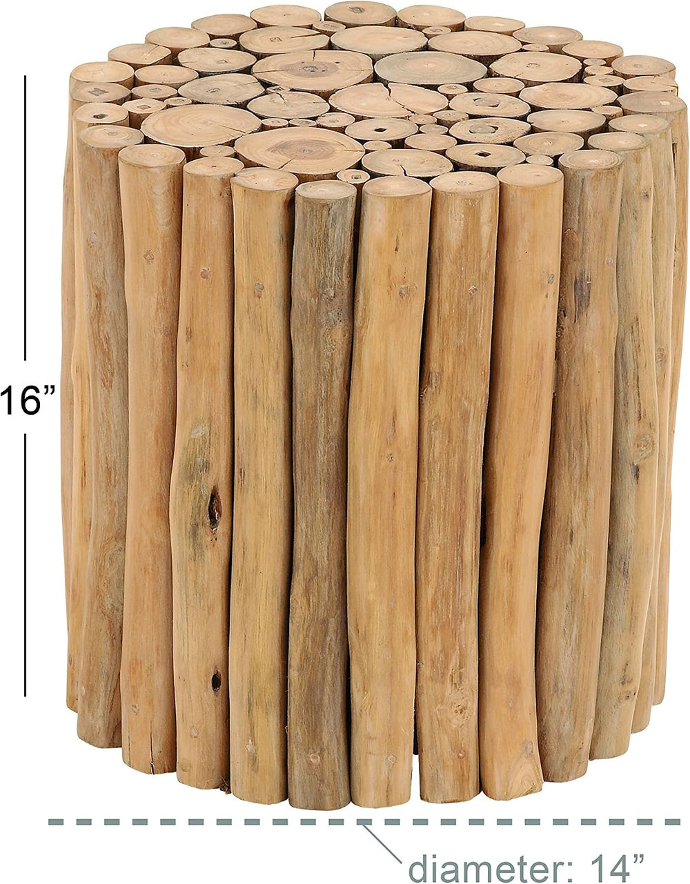 deco 79 Teak Wood Accent Table, Table 14" x 14" x 16", Brown