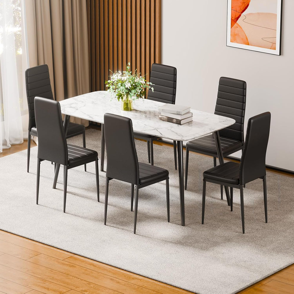 VEVOR Modern Dining Room Accent Chairs Set of 6, Upholstered Leather Side Cha...