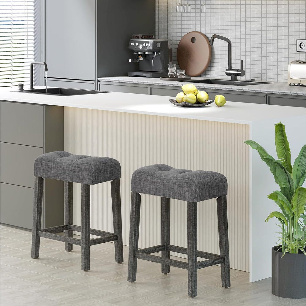 Giantex 24" Bar Stools Set of 4, Backless Counter Height Saddle Bar Stoo...