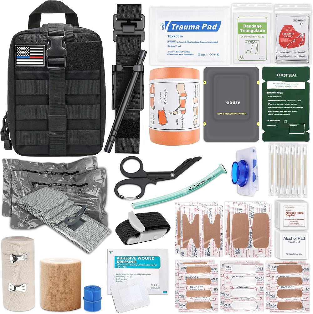 IFAK Trauma Kit with Tourniquet, Israeli-Style Bandage, Splint, Tactical Firs...