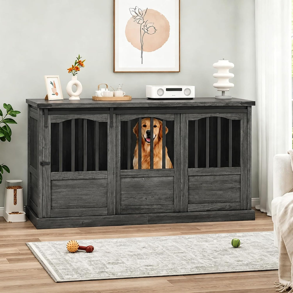 Homiflex 53 Inch Wooden Dog Crate Furniture Heavy Duty Dog Kennel Furniture w...