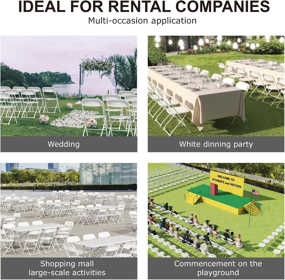 10 Pack White Folding Chairs for Office Wedding School, 350LBS