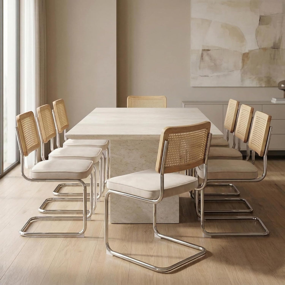 Rattan Dining Chairs Set of 4, Mid-Century Modern Dining Room Chairs with Can...