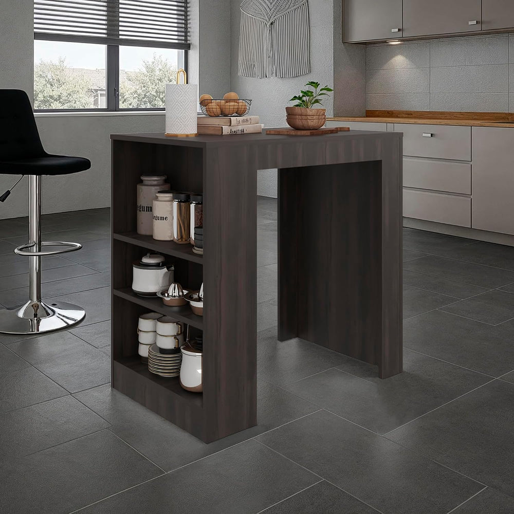 Kitchen Island with Dining Surface and Storage Shelves | Includes three acces...
