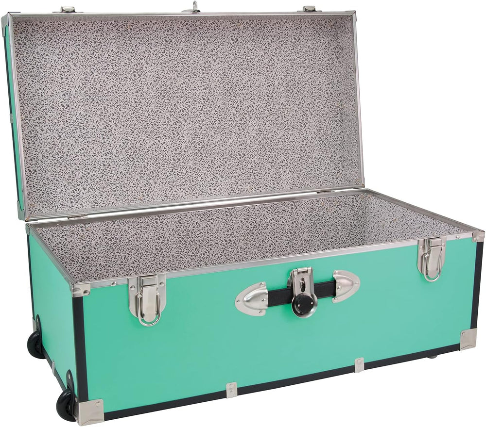Seward Trunk Traveler 30" Rolling Trunk with Lock - Teal Vintage Suitcase