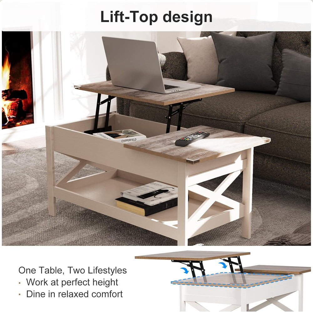 Lift Top Coffee Table with Storage, Small Coffee Table with Hidden Compartmen...