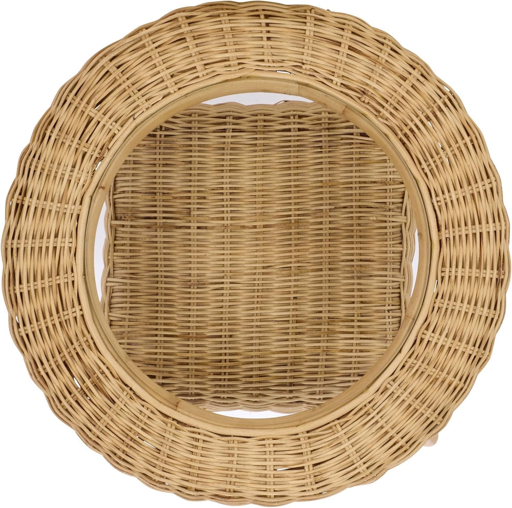SAFAVIEH Home Collection - Damary Natural Rattan Accent Table, Round Glass To...