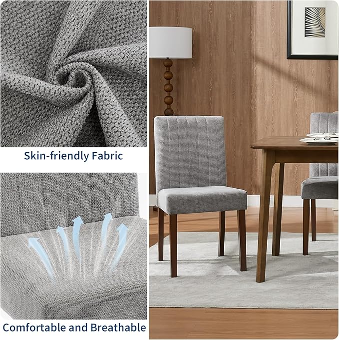 Dining Chairs Set of 4, Upholstered Modern Fabric Kitchen Side Chairs with St...