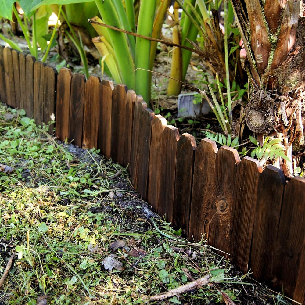 Mulctun Wood Garden Edging - 11.8" H X 47" L Sturdy Wooden Landscap...