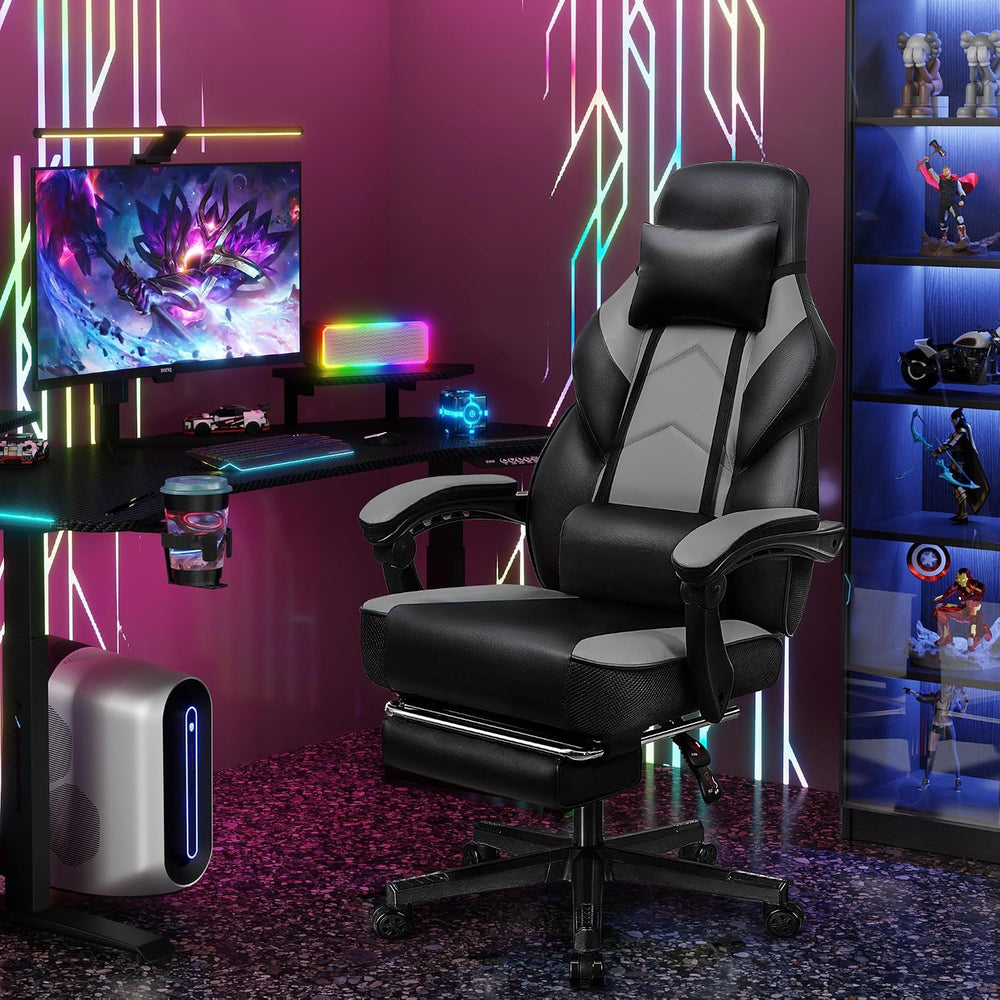 Gaming Chair for Adult, Computer Chair with Footrest Video Game Chair Big and...