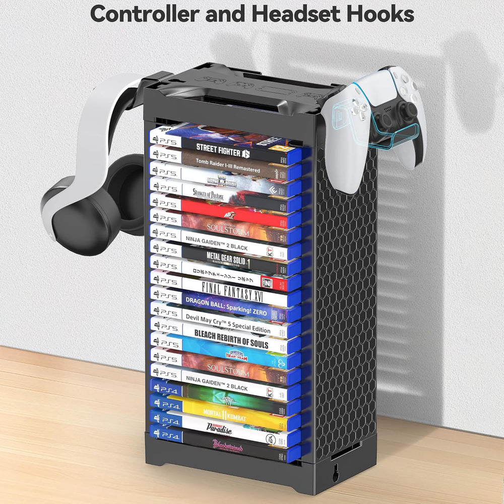 Video Game Disc Rack Tower Storage Holder Stand Universal for PS5/PS4/XBOX On...