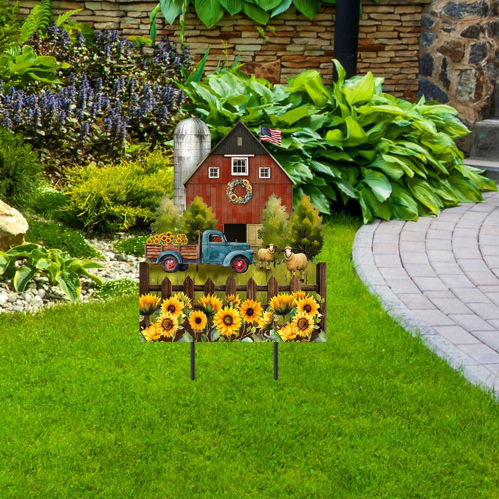 Briarwood Lane Summer Metal Art 28x16 Sunflower Barn for Summer Metal Art