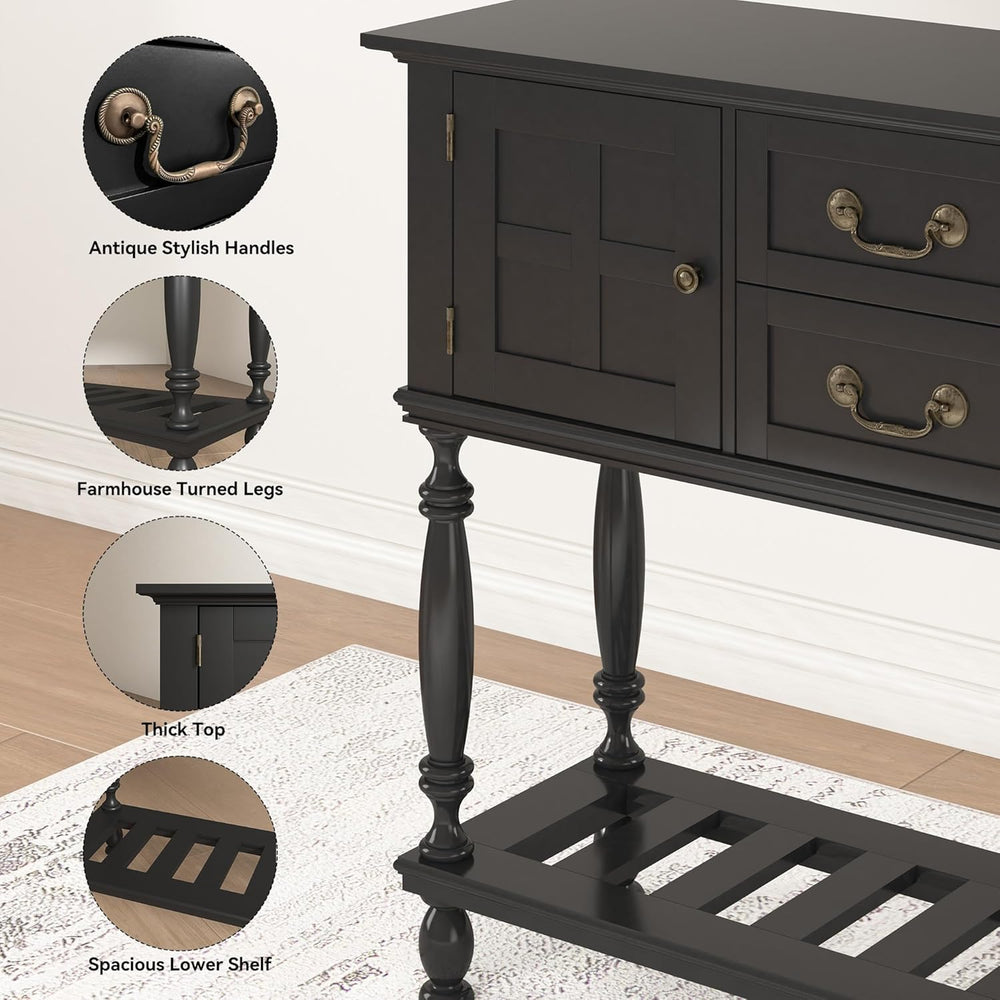 Farmhouse Console Table with Storage, Narrow Entryway Table with 2 Drawers &a...