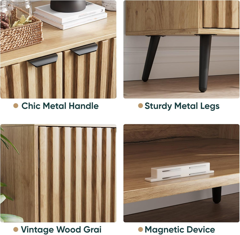 Semiocthome Buffet Cabinet with Storage, Sideboard Cabinet with Fluted Doors ...