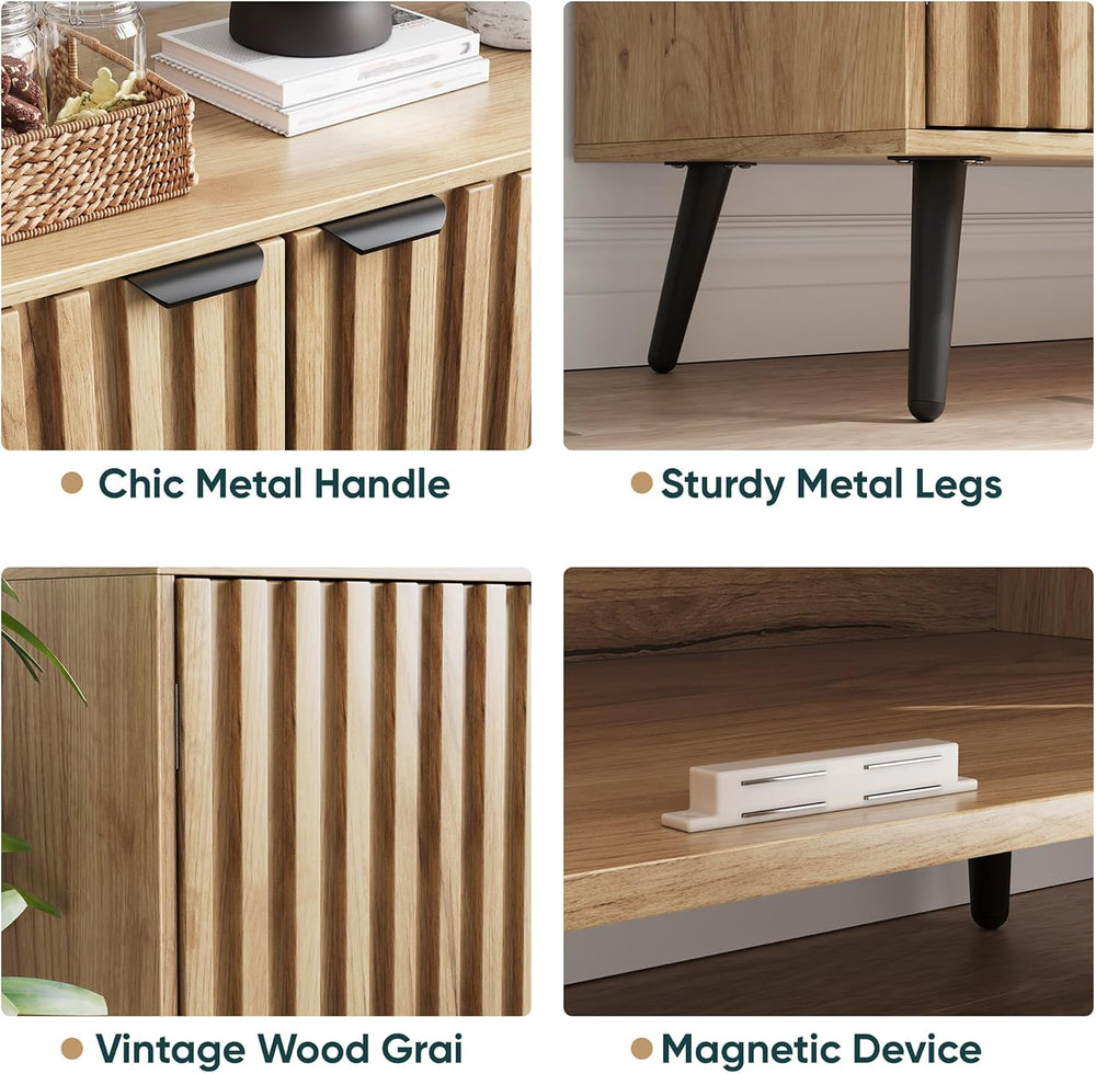 Semiocthome Buffet Cabinet with Storage, Sideboard Cabinet with Fluted Doors ...