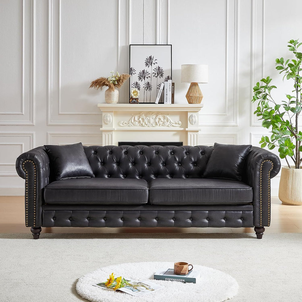 2 Piece Living Room Sofa Set,High-Tech Fabric Button Tufted Couch and Lovesea...