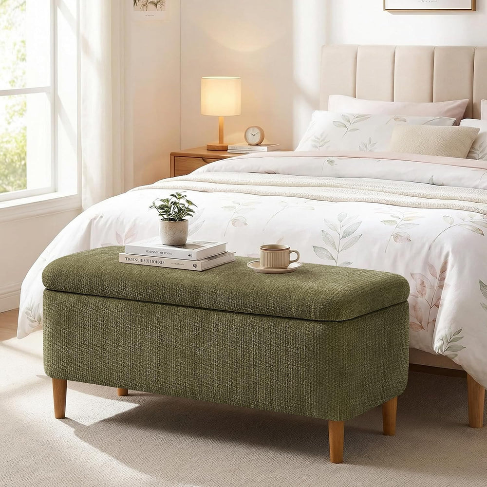 39.4”Ottoman with Storage,Upholstered Comfy Storage Bench Ottoman with Wooden...