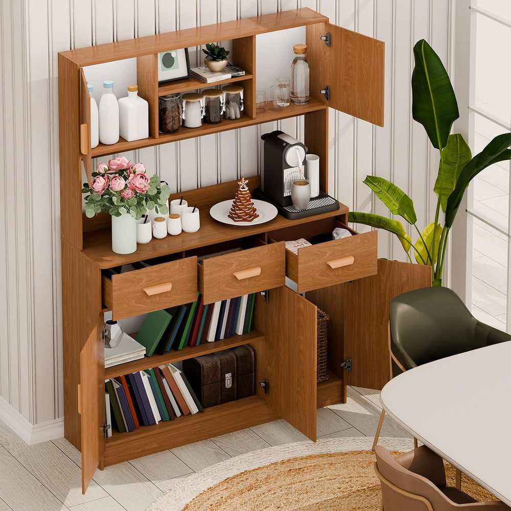 Talent Star Pantry Cabinets for Kitchen Storage, Freestanding Hutch Cabinet w...
