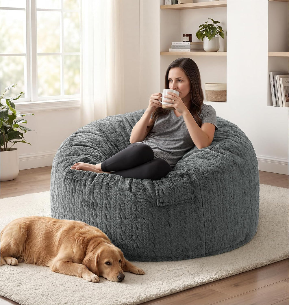 Large Bean Bag Chairs 3FT Big Adults BeanBag Chairs with Filler Memory Foam |...