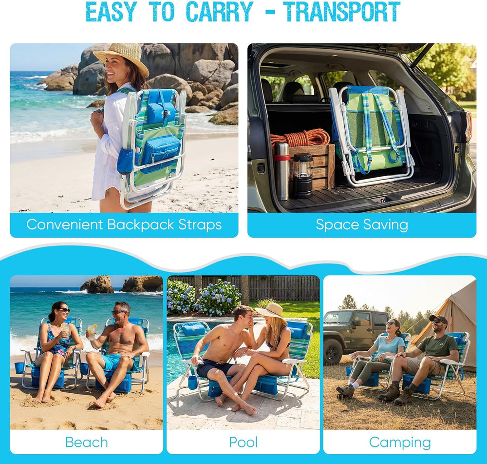 Old Bahama Bay Beach Chairs for Adults, 7-Position Classic Lay Flat Beach Cha...